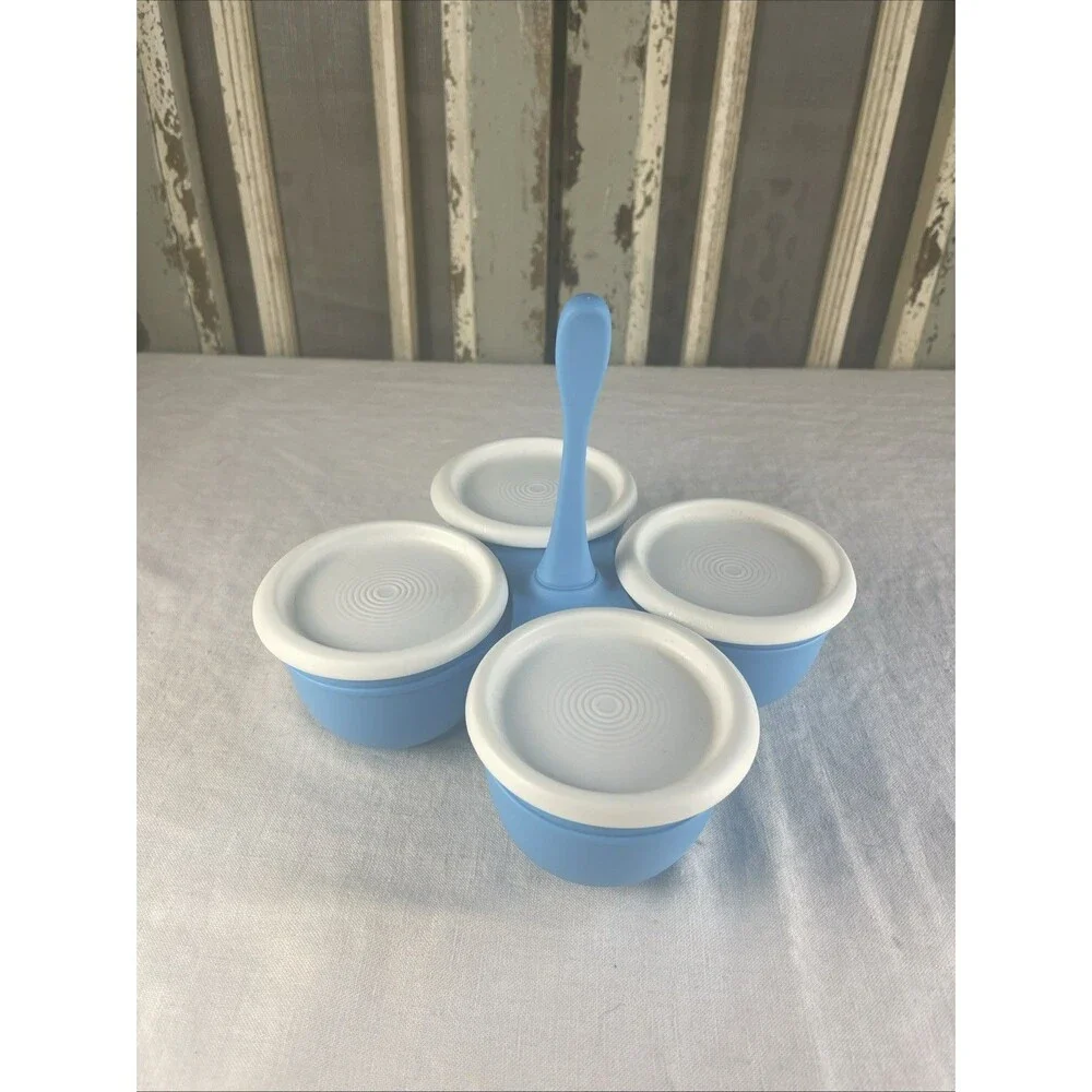 Tupperware Blue Four Cup Condiment Caddy